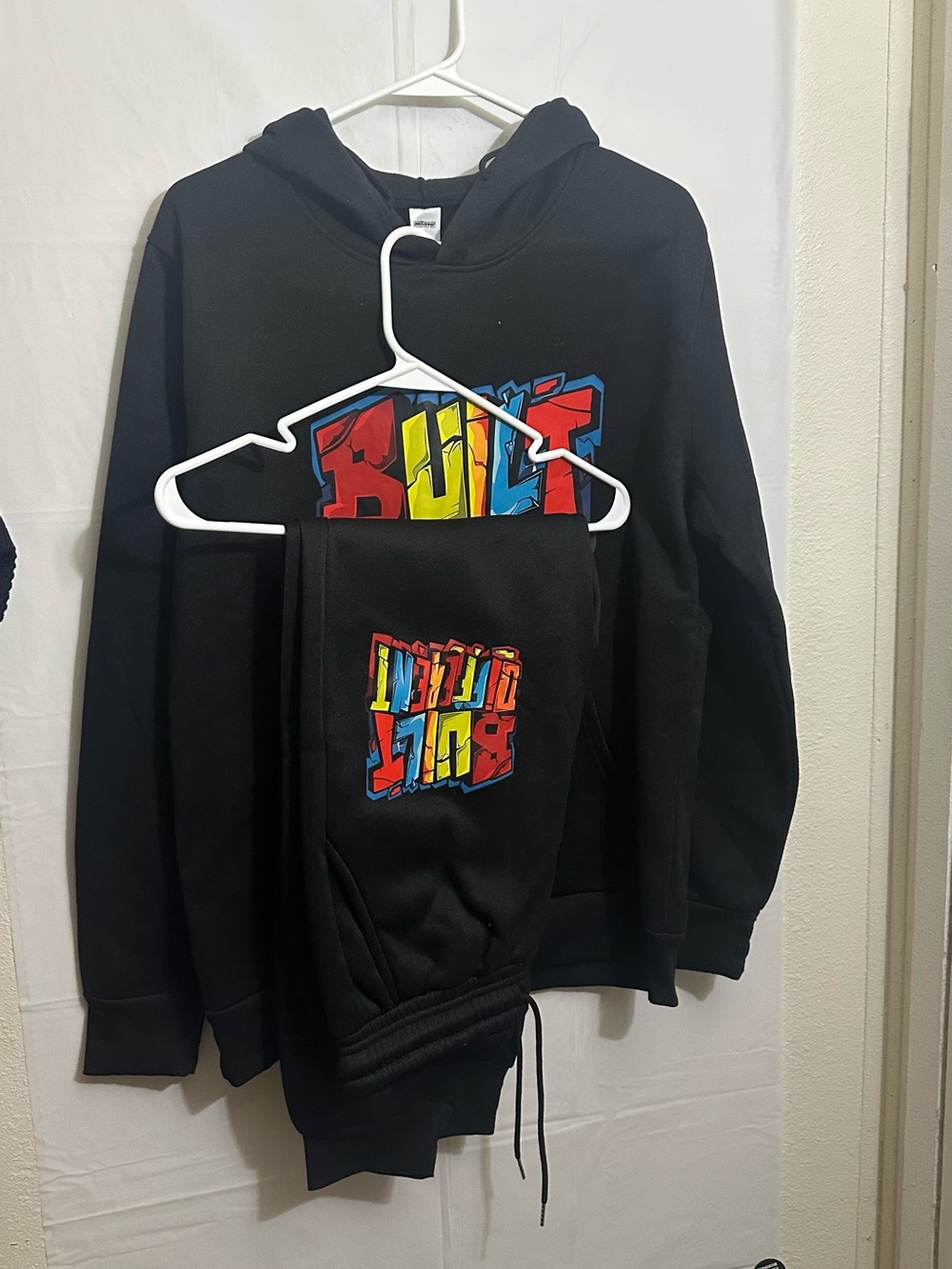 Juniors Black Graphic Jogger Pants with Multicolor Print